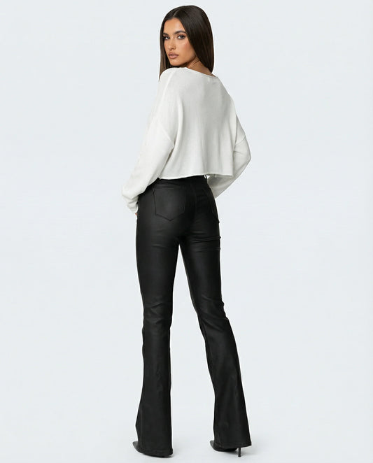 Valentine — Pantalon Similicuir Évasé