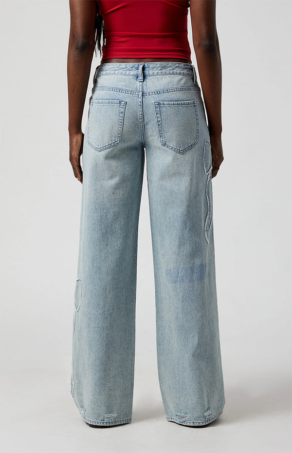 Calças Jeans Bordado Laço Premium