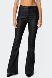 High Waist PU Leather American Hot Girl Tall Mopping Horseshoe Pants
