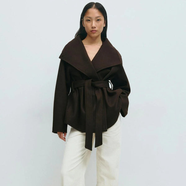Autumn And Winter High-grade Mid-length Thick Woolen Coat - Brown