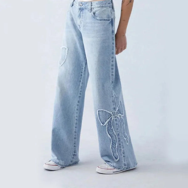 Calças Jeans Bordado Laço Premium