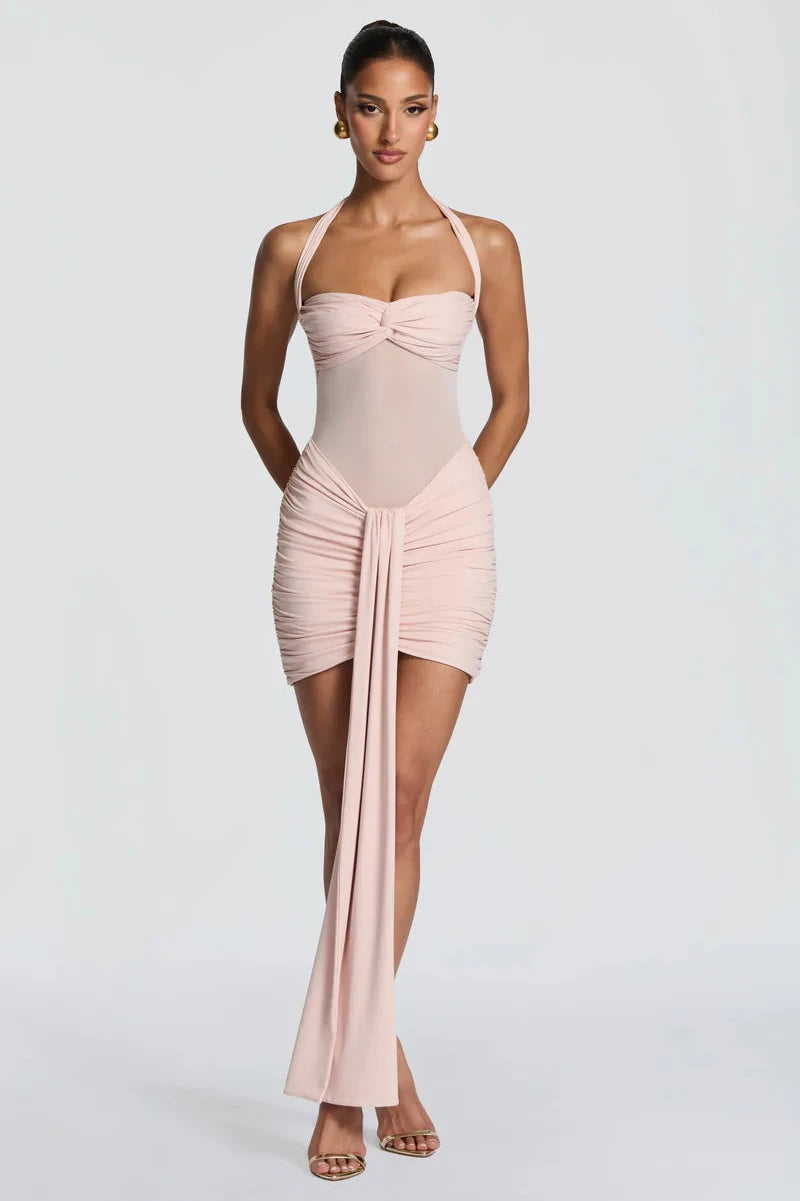 Colette Robe Courte en Rose Poudré