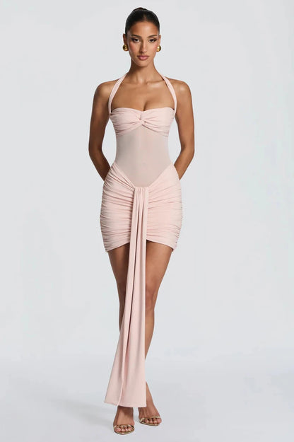 Colette Robe Courte en Rose Poudré
