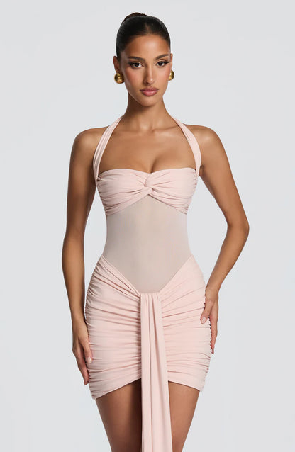 Colette Robe Courte en Rose Poudré