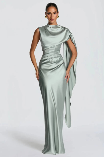 Éléonore Robe Longue en Bleu Cyan