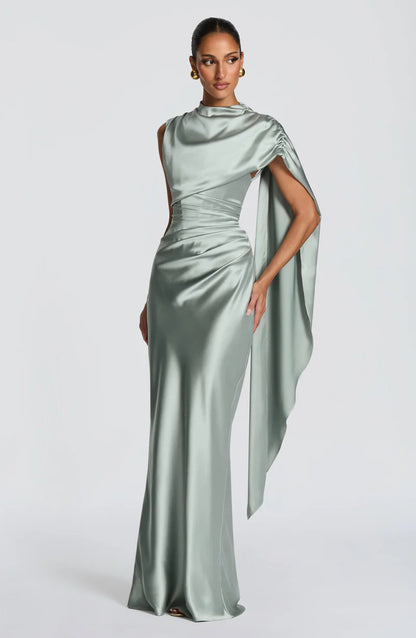 Éléonore Robe Longue en Bleu Cyan