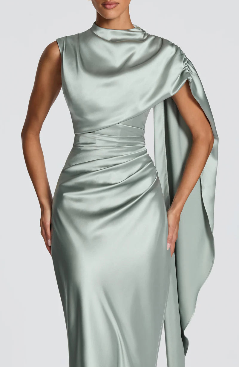 Éléonore Robe Longue en Bleu Cyan