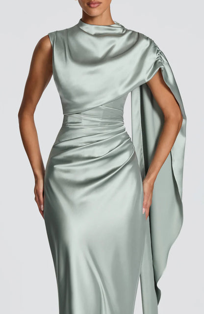 Éléonore Robe Longue en Bleu Cyan
