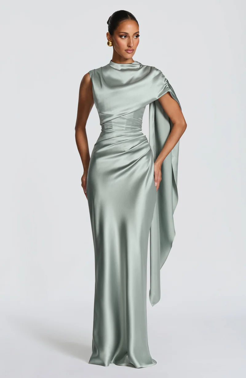 Éléonore Robe Longue en Bleu Cyan
