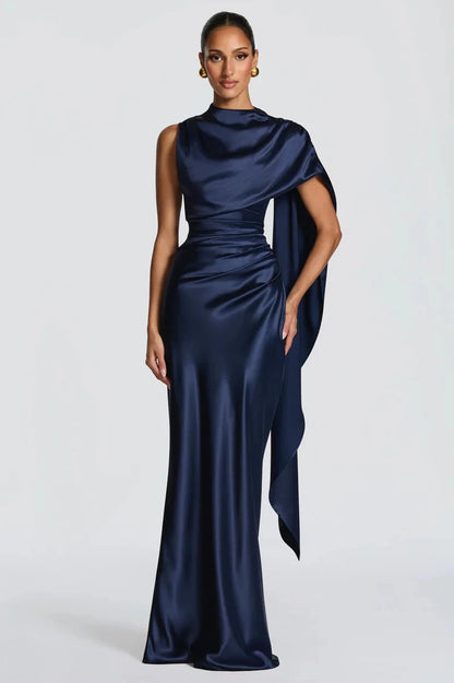 Éléonore Robe Longue en Bleu Nuit