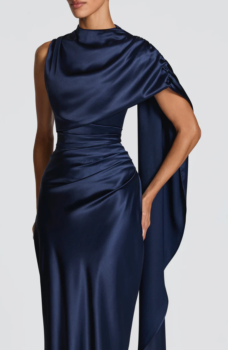 Éléonore Robe Longue en Bleu Nuit