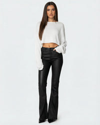 High Waist PU Leather American Hot Girl Tall Mopping Horseshoe Pants