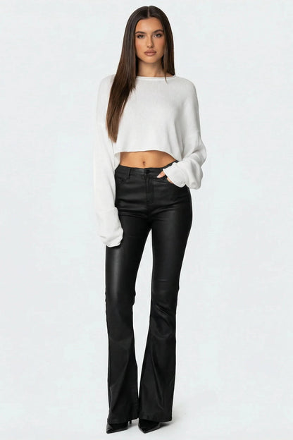 Valentine — Pantalon Similicuir Évasé