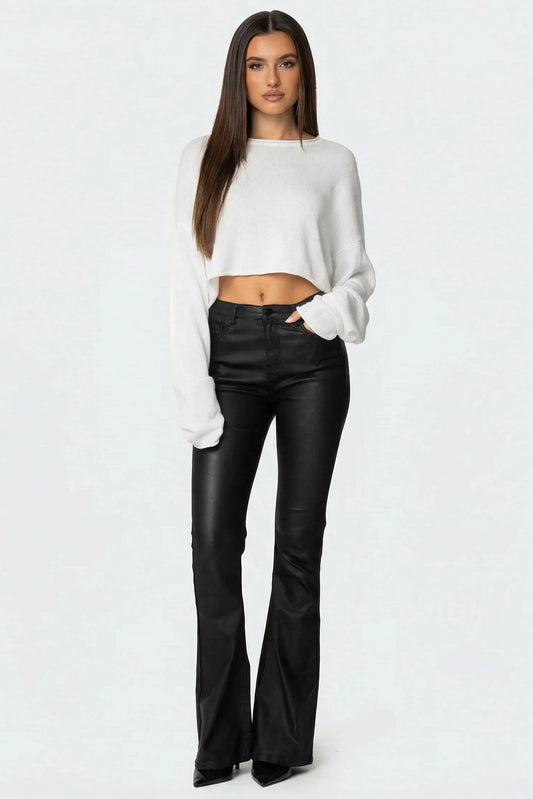 Valentine — Pantalon Similicuir Évasé
