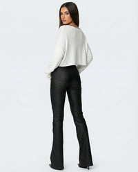 High Waist PU Leather American Hot Girl Tall Mopping Horseshoe Pants