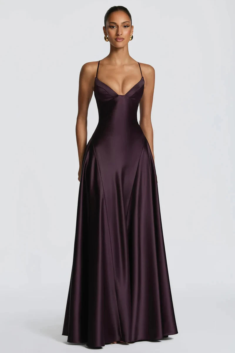 Isabelle Robe Longue en Violet Nuit