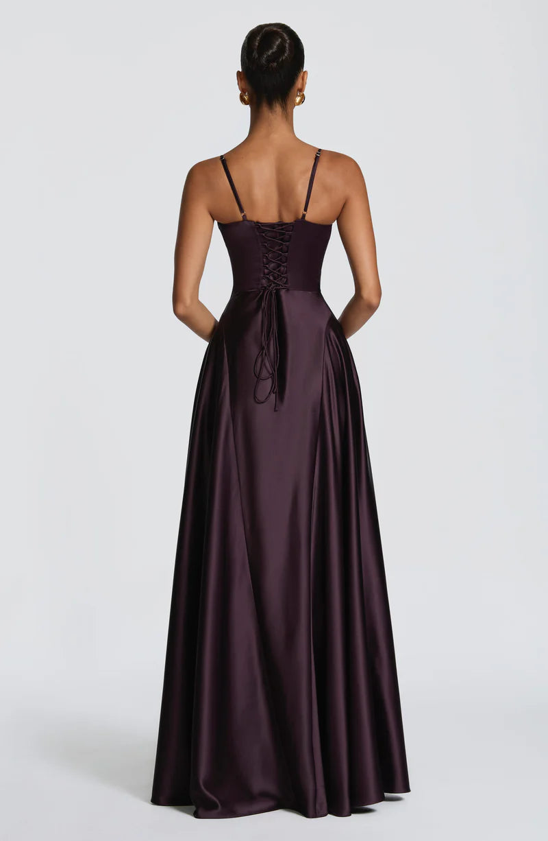 Isabelle Robe Longue en Violet Nuit