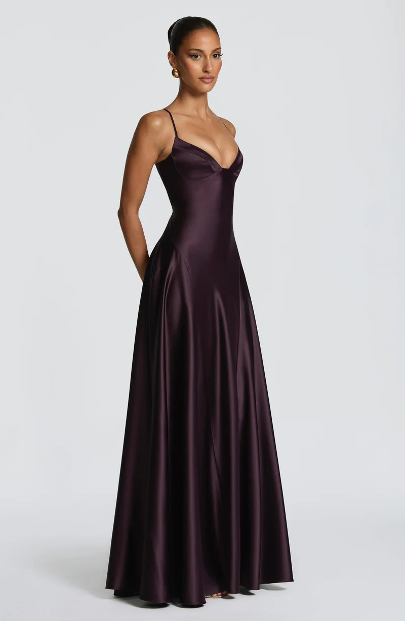 Isabelle Robe Longue en Violet Nuit