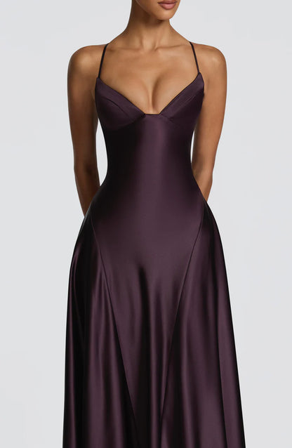 Isabelle Robe Longue en Violet Nuit