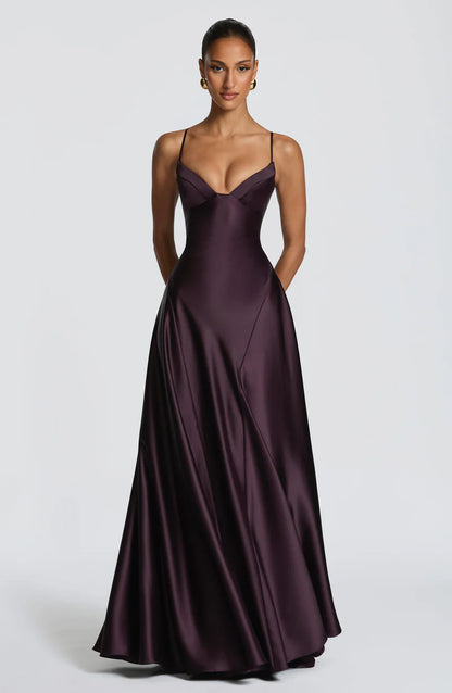 Isabelle Robe Longue en Violet Nuit