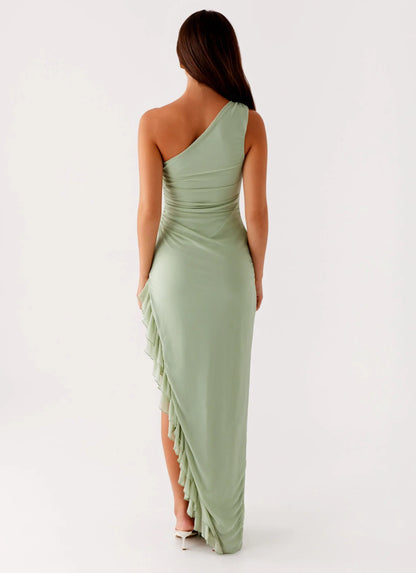 Océane Robe Longue en Vert Amande