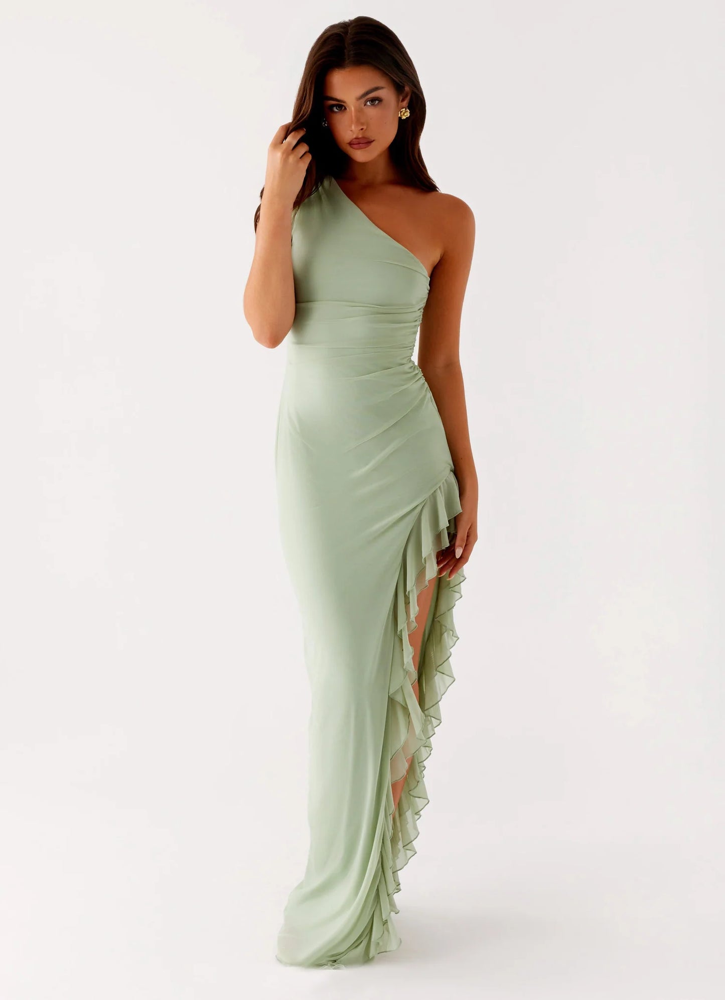 Océane Robe Longue en Vert Amande