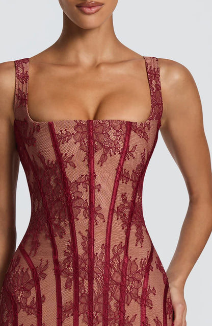 Chloé Robe Longue — Rouge Bordeaux