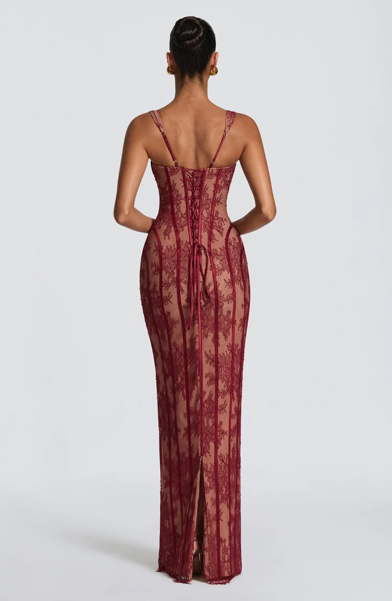 Chloé Robe Longue — Rouge Bordeaux