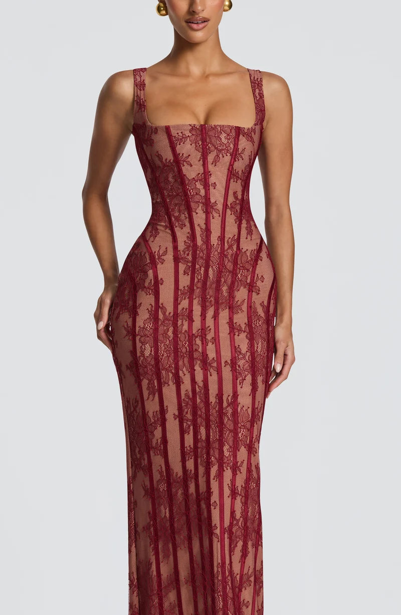 Chloé Robe Longue — Rouge Bordeaux