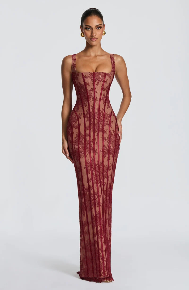 Chloé Robe Longue — Rouge Bordeaux