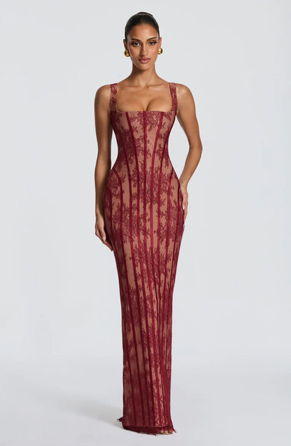Chloé Robe Longue — Rouge Bordeaux