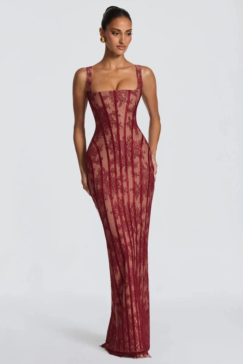 Chloé Robe Longue — Rouge Bordeaux