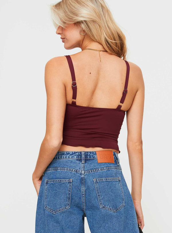 Top Cropped Twist Sensual - Wine Red