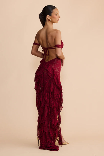 Solène Robe Longue en Bordeaux