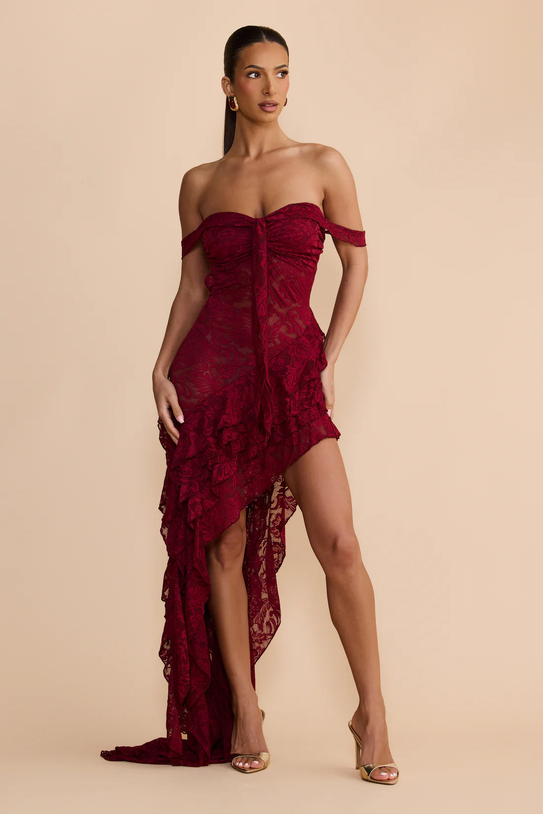 Solène Robe Longue en Bordeaux